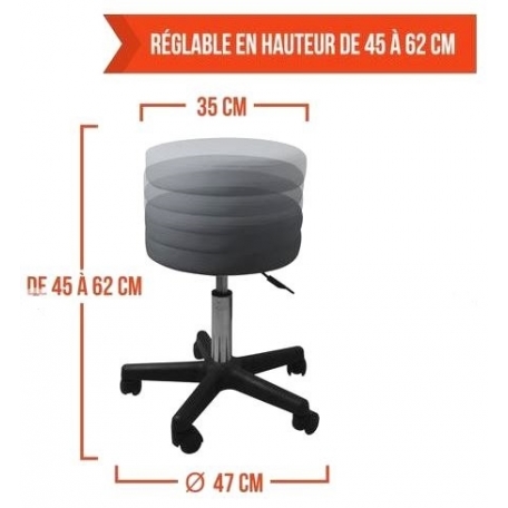 TABOURET REGLABLE A ROULETTES